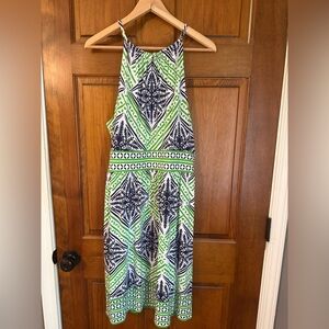 London Times Green and Blue Patterned Women’s One Piece Dress